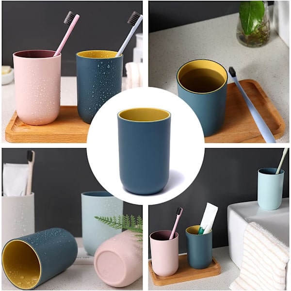 4 tandborstglas, återanvändbara vattenglas (ljusgrå, mörkblå, li*