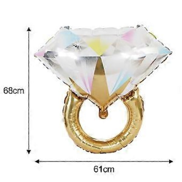 Stor Skinnende Diamantring Formet Folie Valentinsballong for Forlovelse Bryllupsfest Dekor Gull