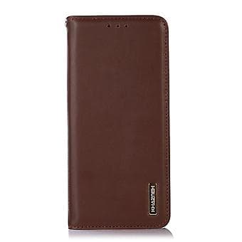 KHAZNEH Nappa Läder Telefonfodral för iPhone 15 Plus (Brun)