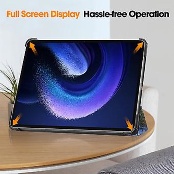 Maltfarvet Smart Tablet Cover i Læder til Xiaomi Pad 6 / 6 Pro (Stjernehimmel)