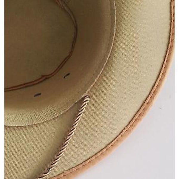 Herr Faux Läder Mode Bucket Hatt Cowboy Fedora Hatt Bredbrättad Utomhushatt (Brun)