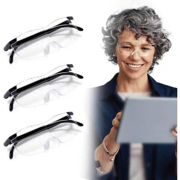 3 delar 160% förstoringsglasögon, läsglasögon för seniorer,