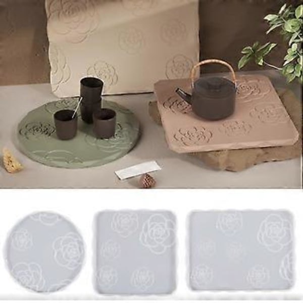 Geometriske Brik Resinforme 3D Rose Blomst Silikoneform Resin Støbning Epoxy Resinforme Rund Rektangel Bakkeform (firkantet)