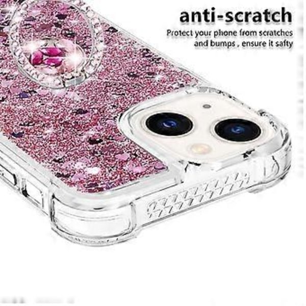 YB Quicksand Series-7 för iPhone 15 Glitter Sparkle Stötskyddande Skal Ring Stativ TPU Telefonfodral
