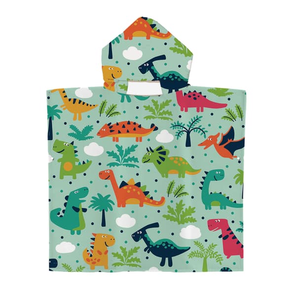 1 stk. Grøn Dinosaur Strandhåndklæde Sandproof Badeponcho, Sød Lille