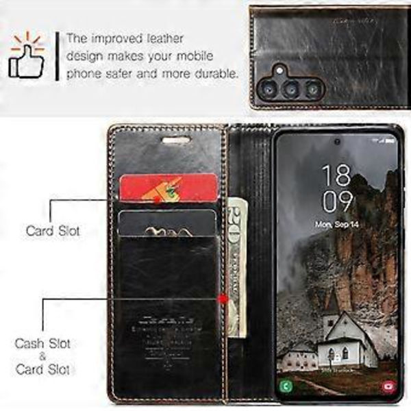 Crazy Horse Texture PU-etui for Samsung Galaxy A55 5G (Kaffe)