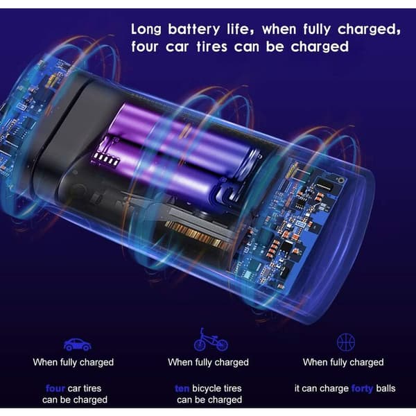 Bärbar luftpump, 12V bärbar kompressor med LCD-display och LED