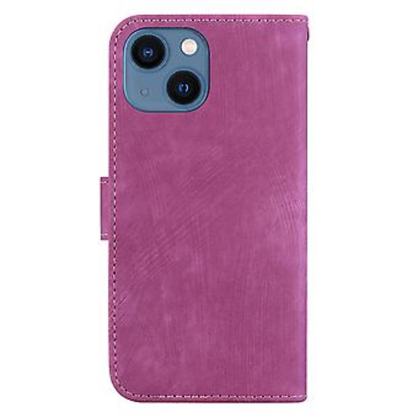 Embosset lærveske for iPhone 15 (Roserød)