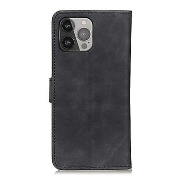 KHAZNEH Retro Läderfodral för iPhone 13 Pro Max (Svart)