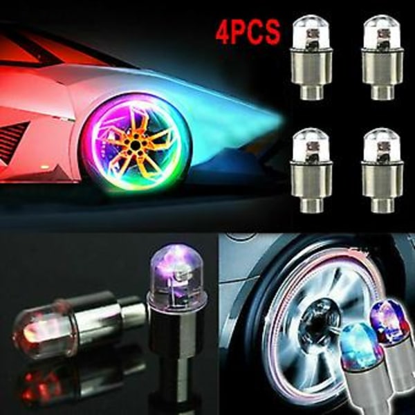 4 st Bil Auto Hjul Däck Luftventil Stam LED Ljus Kapslar Skydd Tillbehör ( )