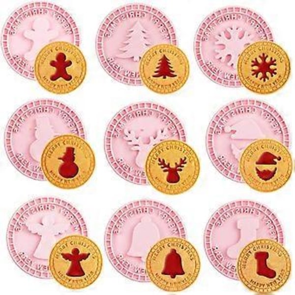 Julekakeformersett, 9 stk 3D Plastjulestempler, Linzer Juleformer, Kakeformer til Julefestforsyninger og Dekorasjoner