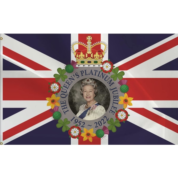 Queens Platinum Jubilee Union Jack Flag 3*5FT, ljusa färger