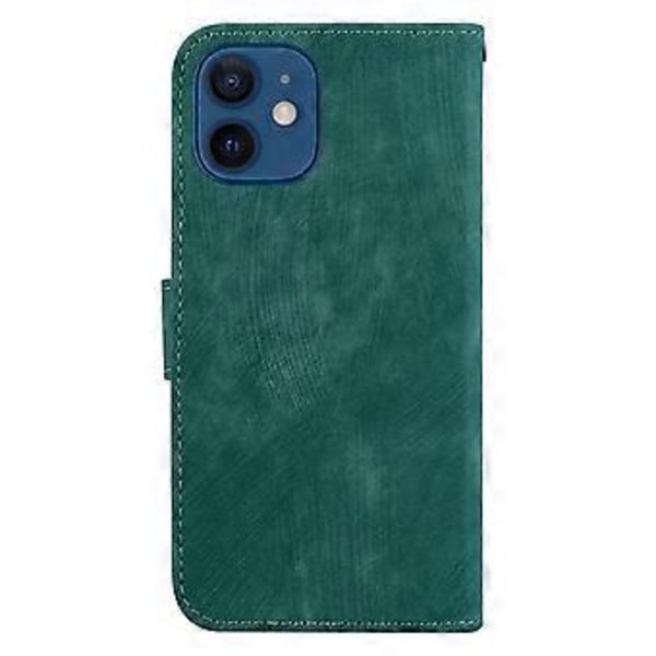 Prässattu nahkakotelo iPhone 12 mini:lle (Vihreä)