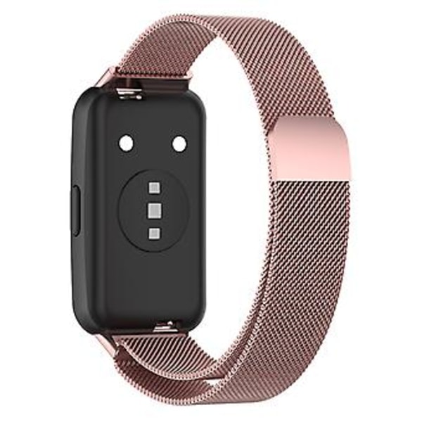 Milan Metalliskt Magnetiskt Armband för Huawei Band 7 / 7 NFC (Rosaskimrande)