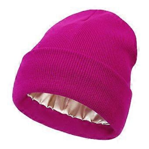 Dame Vinterhue Kabelstrik Tyk Chunky Beanie Hue (Rose rød)