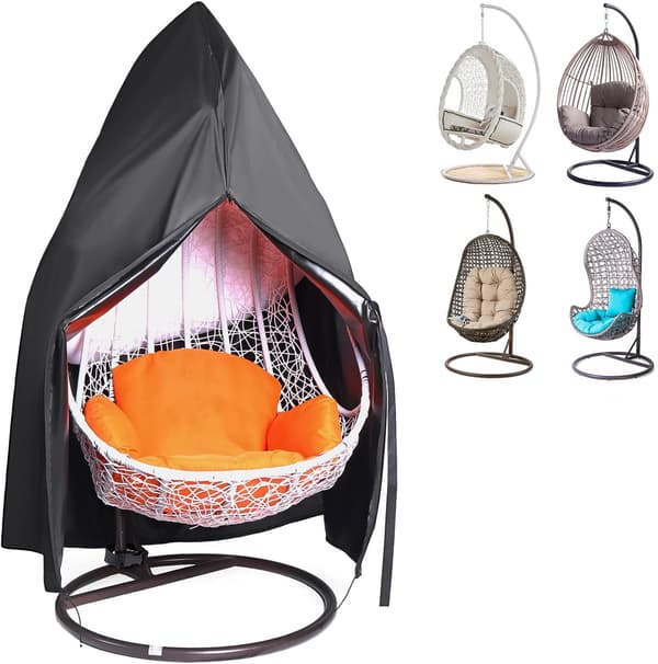 Patio Äggstolsskydd 600D Utomhus Rattan Swing Covers för Stora