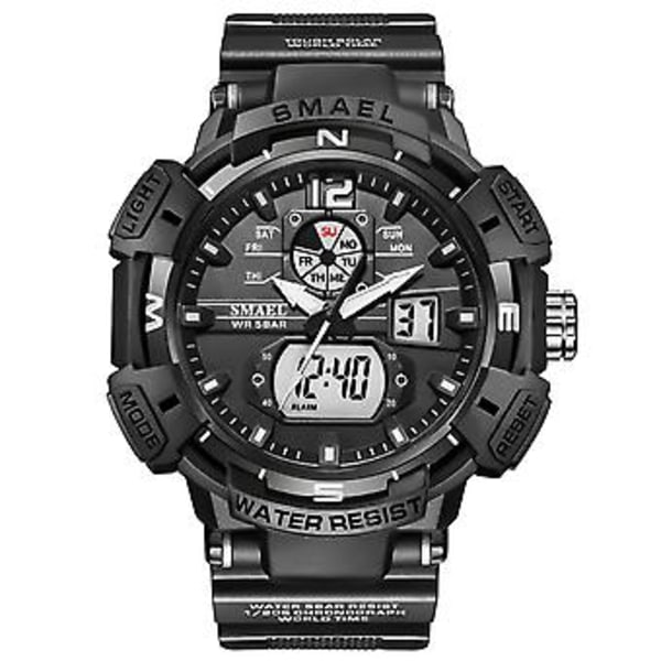 Herreur Mode Sport Udendørs Armbåndsur Herre Digital Stopur Quartz (Sort)