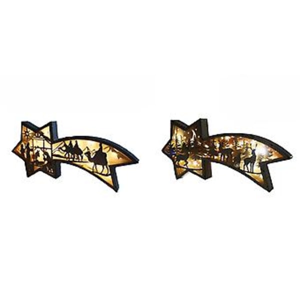 3D LED Træ Julekrybbe Scene Stjerneformet Bordlampe Julekrybbe Stjernelampe