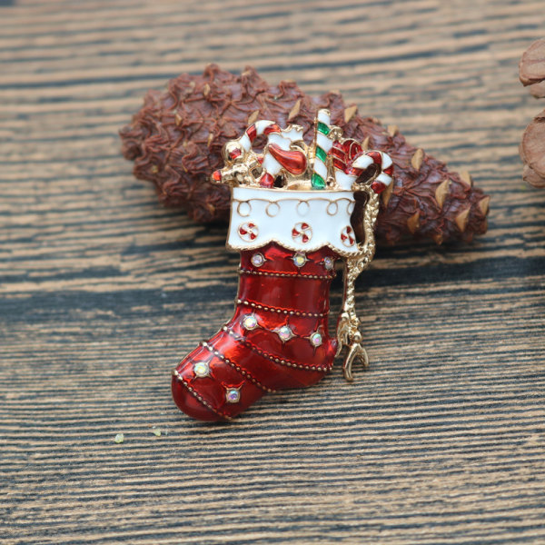 Jul Enamel Semester Brosch Pin Strumpor
