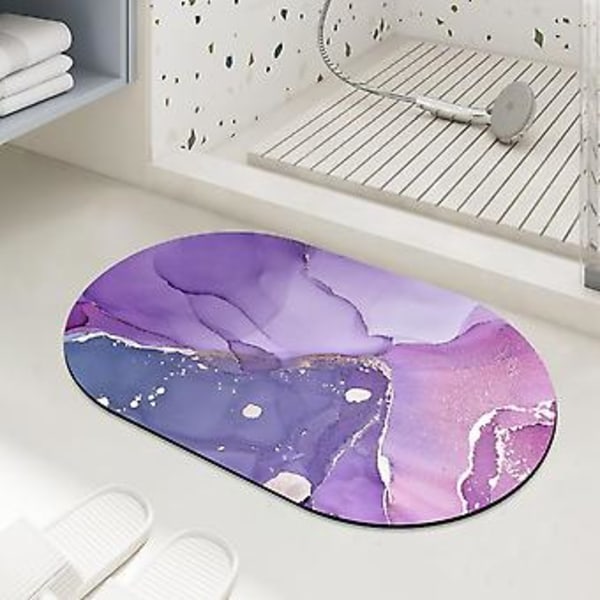 Violetti Marmori Kylpyhuoneen Matto, Super Imuva, Ohut, Liukumaton, Nopea Kuivuva, Pesu Kestävä Matto Kylpyammeen Eteen