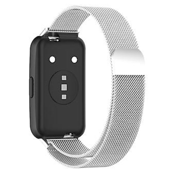 Milan Metalliskt Magnetiskt Armband för Huawei Band 7 / 7 NFC (Silver)