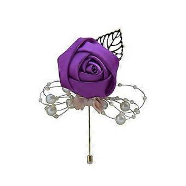 Kunstig Blomst Faux Perle Boutonniere Bryllupsceremoni Brudgom Corsage Broche Qinhai (Mælkehvid)