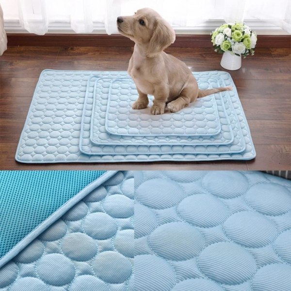 Sommarmatta för husdjur (blå omslag - M：60*50 cm), soffmatta för hund och katt, P