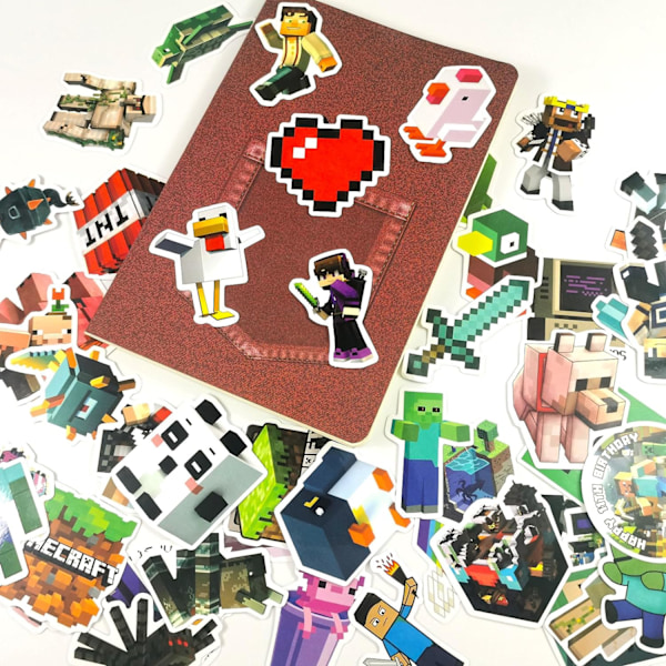 100 stk. vanntette Minecraft-klistremerker for barn og voksne, spillklistremerker for belønning, vannflasker,