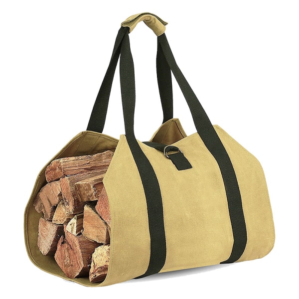 Stor Canvas Vedkorg Väska (Khaki, 2 st), Högpresterande Vaxad Gran