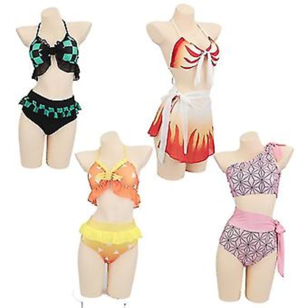 Demon Slayer Cosplay Kostym Bikini Strand Sommar Badkläder Set Ty (L Kamado Nezuko)