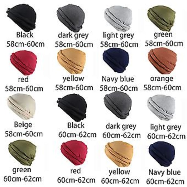 Huvudduk för män i turbanform, satinfodrad, huvudscarf, haloturban, hatt, keps, täcke, ny 2023 (58 cm-60 cm mörkgrå)
