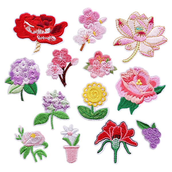 Broderi stryge-på patch, 23 stk. blandede blomster stryge-på patches applikationer til håndværk, syning, tøj
