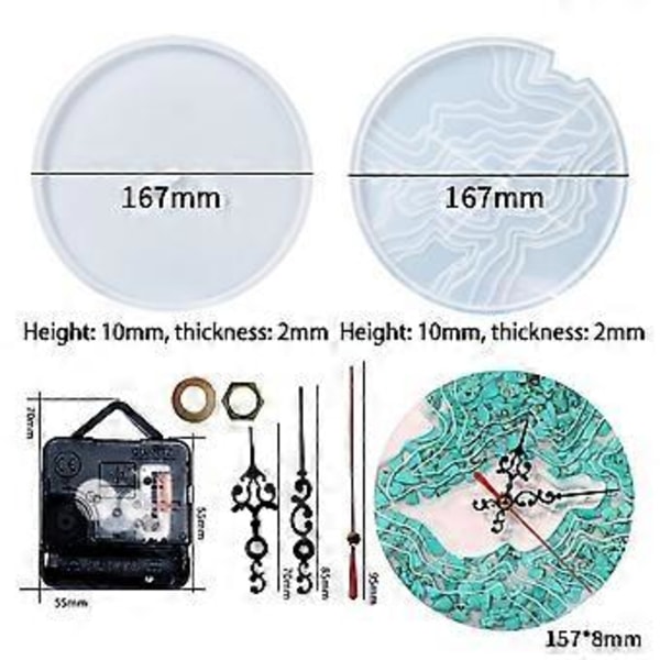 DIY Ø-Resin Silikonform Vægur Epoxy Resin Form Håndlavet Resin Silikonform Sæt til Opholdsstue Hængende Pynt (Sæt 3)
