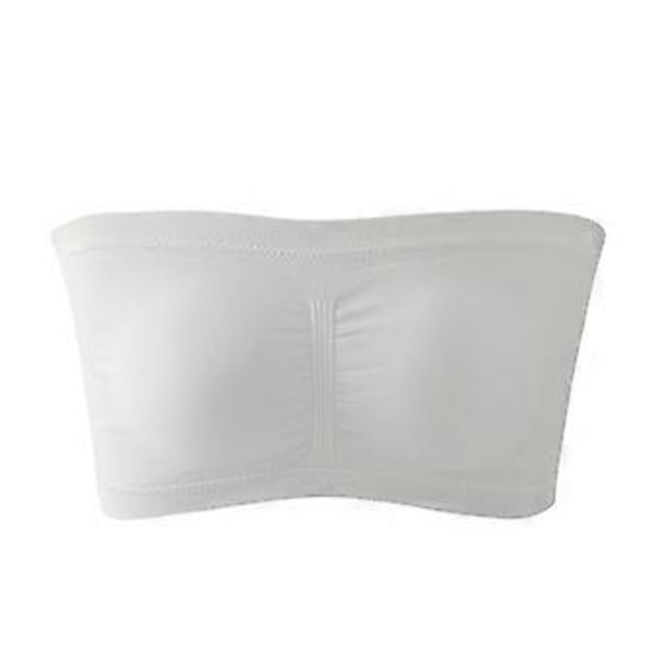 Ledende salg Doble Lag Pluss Stroppeløs BH Bandeau Tube Avtagbar Vattert Topp Elastisk (3XL Hvit)