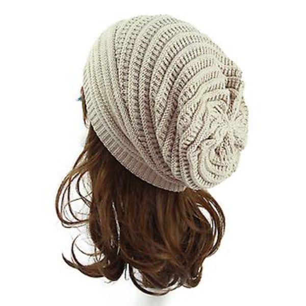 Unisex Kvinder Mænd Strikket Slouchy Baggy Beanie Hat Vinter Varmer Skull Ski Cap (Beige)
