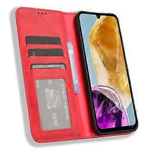 Samsung Galaxy F15 5G/M15 5G -puhelimen kuori, vintage-tyyliinen PU-nahkainen folio-kotelo kätevällä/korttipaikoilla (tyyli D)