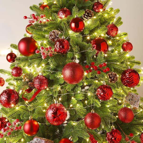 Sæt med 25 røde julekugler, perfekte til juletræer, højtider, bryllupper og fester Red