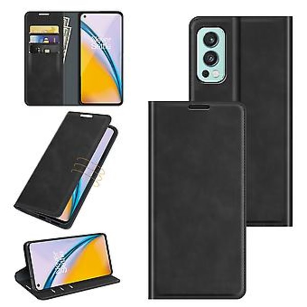 Til OnePlus Nord 2 5G Magnetisk Sugning Læderetui (Sort)