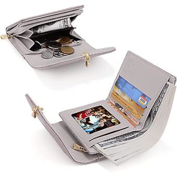 Damer Plånböcker Trifold Billfold Kreditkortshållare Kontanter Myntficka Hjärta Prägling PU Läder