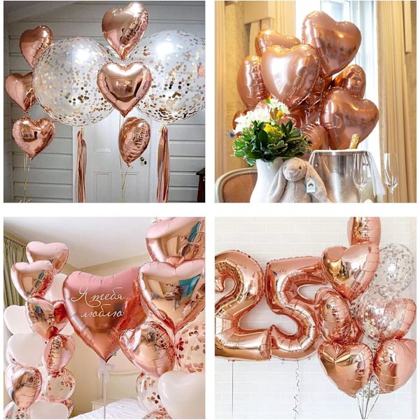 Hjerteformede balloner, 50 stk. rosegold hjerteballon, hjerteballon