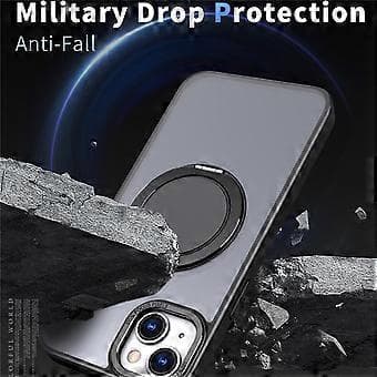 Kompatibelt magnetisk etui til iPhone 14, kompatibelt med MagSafe ringstøtte (sort)
