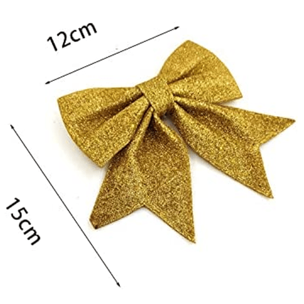 3 pak guld glitter jule sløjfer til juletræ dekoration,