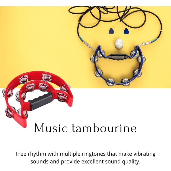 Tambourine Instrument,Half Moon Tambourine Double Row Tambourine Jingles Handbell Tambourine Percuss