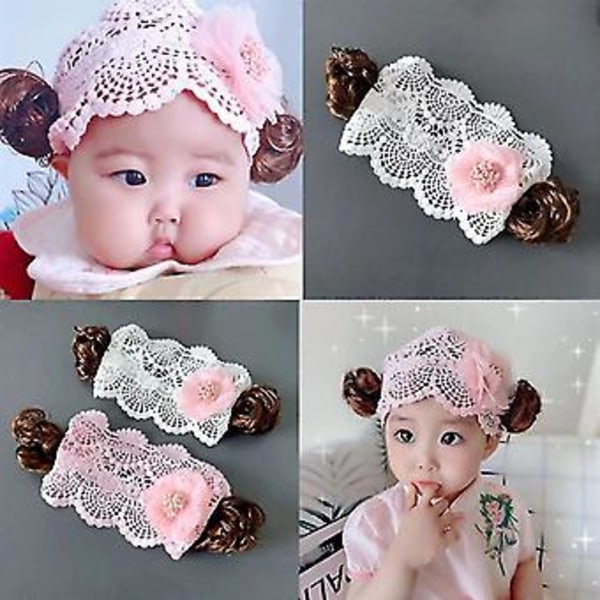 Creative Baby Girl Headband Bangs Curly Wig Hairband For Toddler Infant Photography Props Hair Accessory ( White)