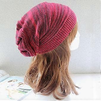 Dame Herre Strikkede Ullhatter Vinter Baggy Overdimensjonert Slouch Beanie Lue (Rød)