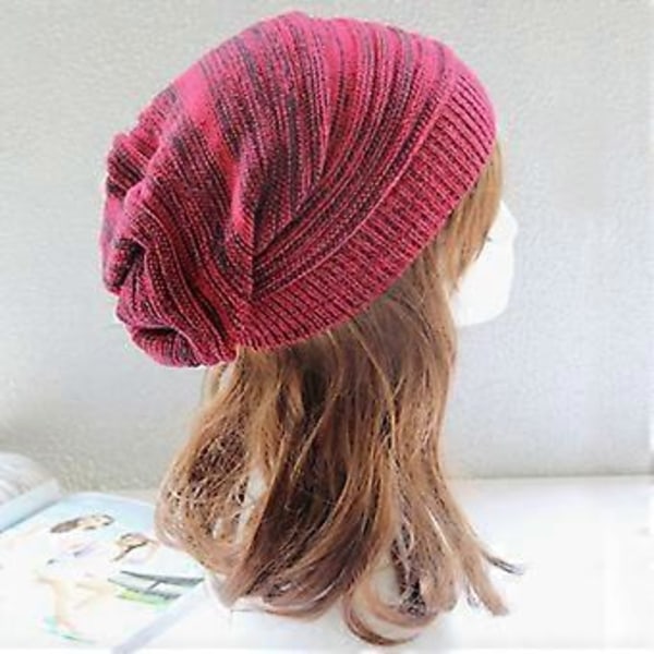 Dame og Herre Strikket Uldne Huer Vinter Løse Overdimensionerede Slouch Beanie Cap (Rød)