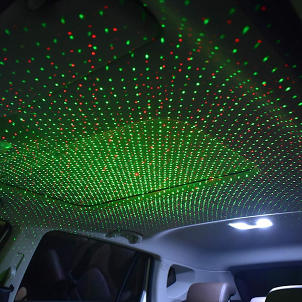 USB-nattlysstjerneprojektor, 2 i 1 automatisk biltak LED-lys, A