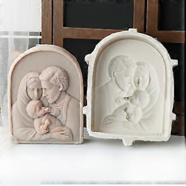 3D Gips Lysform Genanvendelig Silikoneform til Kagedekoration Praktisk Aromaterapi Håndværksform Smykkeforsyninger (Arch Jesus Madonna H)