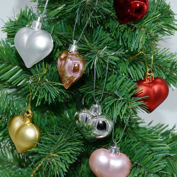 12 stk. julekuglepynt i hjerteform til juledekoration