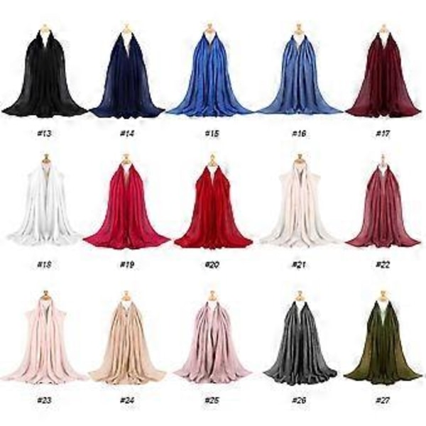 Chiffon Hijab til Kvinder og Piger - Mode Muslimsk Hijab tørklæde til Fødselsdag, Bryllup, Eid al-Fitr, Shahadah, Ramadan Bøn (14 marineblå)